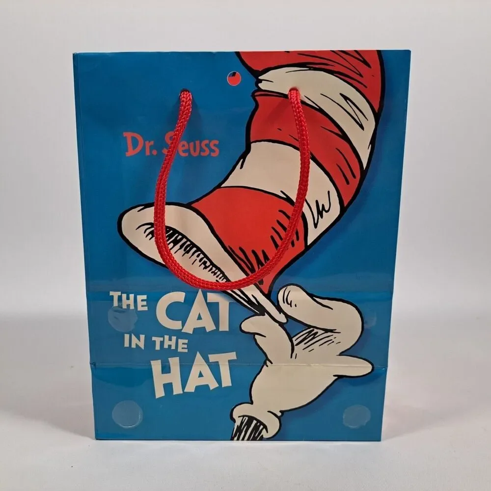 Cat in the Hat Gift Bag Small Hallmark Dr Seuss Blue White Red Colorful